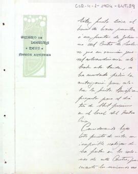 Sol·licitud de la junta de la Secció Artística del Centre de Lectura de Reus al president de l'entitat per demanar poder fer la festa benèfica i, per falta d'espai, fer-la al Teatre Circ de Reus