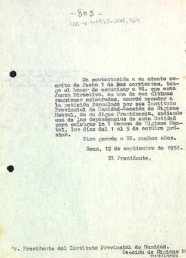 Carta d'Enric Aguadé Parés a l'Instituto Provincial de Sanidad, Sección de Higiene Mental