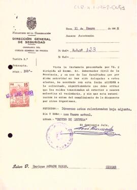 Carta de la direcció general de seguretat al president del Centre de Lectura