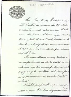 Carta de l'Ateneo Tarraconense de la Clase Obrera demanant la participació de l'entitat en el seu certamen literari-artístic
