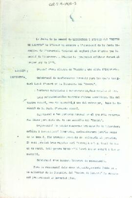 Llista d'activitats previstes per l'any 1909