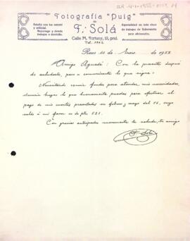 Petició de pagament per part de F. Solà