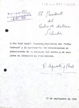 Carta del president a l'Orfeó Reusenc
