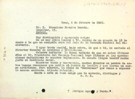 Agraïment del president a Francisco Navarro Borrás per l'interès mostrat amb relació a l'aprovació del reglament de l'entitat