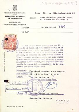 Carta de la direcció general de seguretat al president del Centre de Lectura