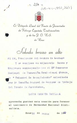 Enviament de les bases i programa del IV Concurso Nacional de Formación Obrera