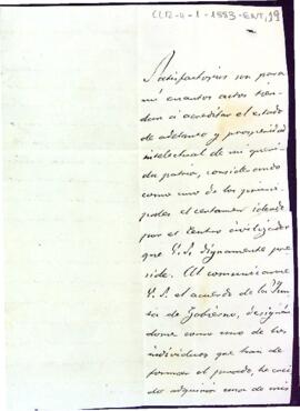 Carta d'Antoni de Bofarull al president de Centre acceptant ser el president del jurat del Certamen que organitza l'entitat
