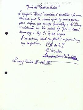 L'Agrupació Horaci informa del canvi de data de la reunió que tenien convocada a La Palma