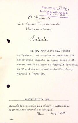 Carta al president del Centre de Lectura