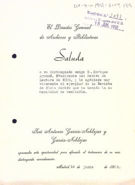 Agraïment per l'enviament de la revista del Centre de Lectura