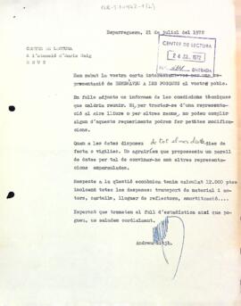 Carta a Andreu Sitjà