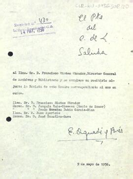 Carta del president comunicant l'enviament d'un nou número de la Revista del Centre