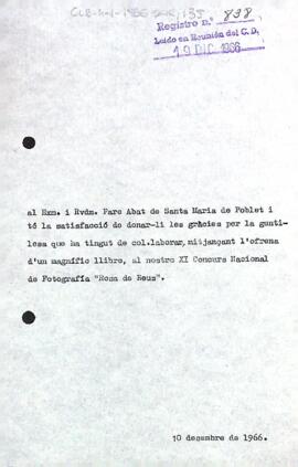 Carta del president al pare Abat de Santa Maria de Poblet