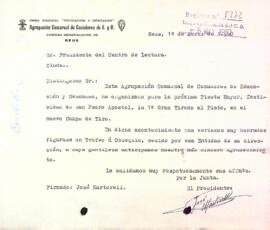 Carta de l'Agrupación Comarcal de Cazadores de Educación y Descanso