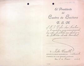 Carta d'agraïment a José Nicolau