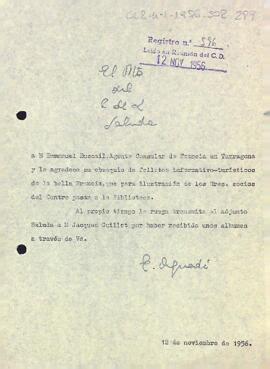 Agraïment del president del Centre de Lectura a Emmanuel Buscail