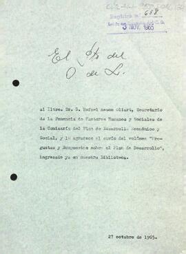 Carta del president a Rafael Anson Oliart