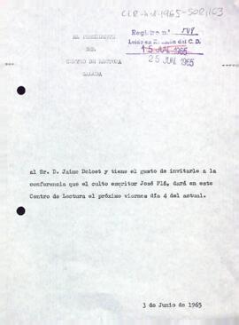 Invitació del president a Jaume Dolcet