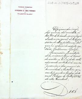 Invitació de la Comisión promotora de la exposición de obras póstumas de Baldomero Galofre al president del Centre de Lectura, a l'acte inaugural de l'exposició de l'artista reusenc