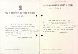 Fitxa de lloguer de la Sala d'Exposicions a Joaquim Chancho Cabré