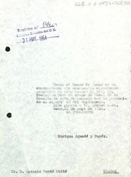 Carta president a Antoni Sardà Moltó