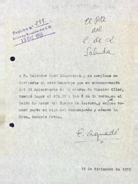 Invitació a Salvador Sedó