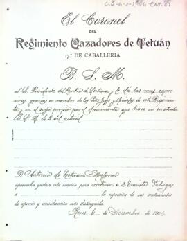 Agraïment d'Antonio de Esteban Monferrer al president per l'oferiment rebut