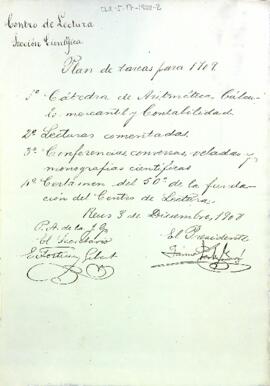 Plan de tareas para 1909