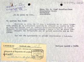 Carta del president al governador civil de la província de Tarragona