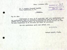 Carta del president a Armando Llauradó Magriñà