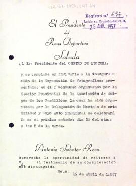 Carta del president del Reus Deportiu