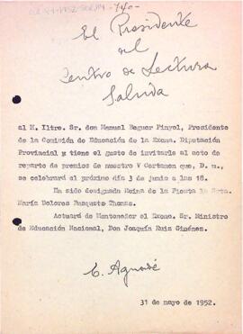 Carta d'Enric Aguadé Parés a Manuel Beguer Pinyol