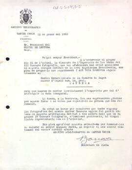 Carta de l'Arxiu Bibliogràfic de Santes Creus a la Secció Excursionista
