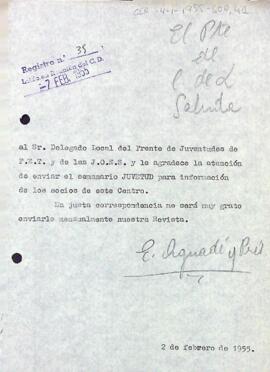 Agraïment a per l'enviament del setmanari Juventud
