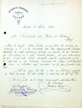 La secció Walkiria de l'Ateneu Obrer de Mataró agraeix el tracte rebut durant la seva visita