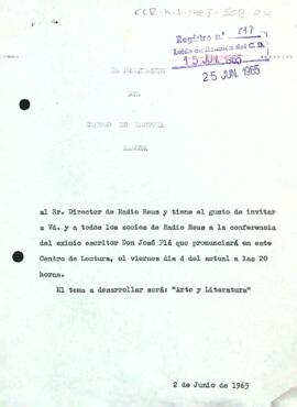 Invitació del president al director de Ràdio Reus