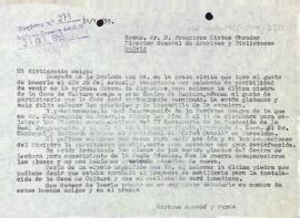 Carta a Francisco Sintes sobre les obres del Centre de Lectura