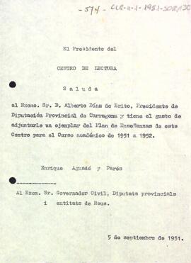Carta del president a Alberto Díaz de Brito