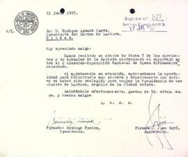 Carta de la Cámara Oficial de Comercio e Industria de Reus