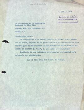 Carta a la Federación Nacional de Cine Clubs