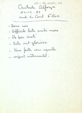 Repertori de la Cantada a Alforja