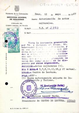Carta de la comissaria del cos general de policia al president del Centre de Lectura