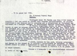Carta d'Enric Aguadé a Antoni Pedrol Rius