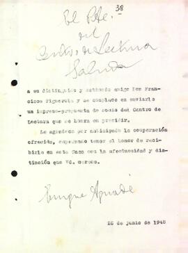Carta d'Enric Aguadé Parés a Francesc Figuerola