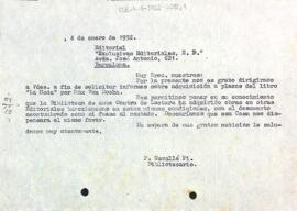 Carta de P. Cavallé Pi a Exclusivas Editoriales