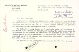 Carta de l'Editorial Biblioteca "Antonio Agustín" de Tarragona