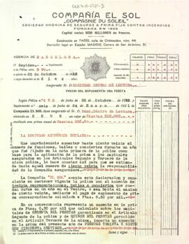Suplement a la Pòlissa d'assegurança amb la Compañía El Sol