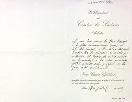 Carta de Josep Caixés Gilabert a Pere Cavallé