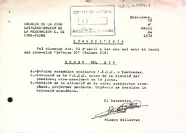 Carta de la Vocalia de la Zona catalano-balear de la Federación Española de Cine Clubs