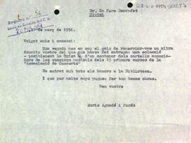 Carta d'agraïment del president a Pere Barrrufet